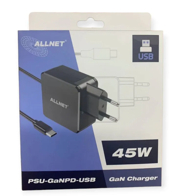 ALLNET Ersatznetzteil QC USB-C PD GaN Netzteil Power Supply 45 Watt 1x USB Typ-C mit 2m festem Kabel**EU PLUG** – Bild 3