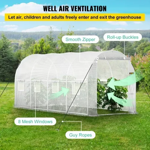 VEVOR Gewächshaus 4,6x2,1x2,1m Frühbeet Foliengewächshaus Verzinkter Stahlrahmen und PE Abdeckung Treibhaus Wasserdicht und UV-beständig Tomatengewächshaus Ideal für Anbau von Gemüse Blumen – Bild 4