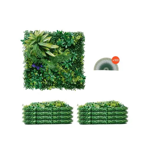 VEVOR Künstliche Pflanzenwand, 8 Stück, 500x500x50 mm, 3D-Kombination aus grünen Buchsbaumpaneelen, grüne Dekoration und Efeu-Zaunbedeckung, Sichtschutz-Hintergrundwand, Heckenschutz für den Garten VEVOR Künstliche Pflanzenwand, 8 Stück, 500x500x50 mm, 3D-Kombination aus grünen Buchsbaumpaneelen, grüne Dekoration und Efeu-Zaunbedeckung, Sichtschutz-Hintergrundwand, Heckenschutz für den Garten