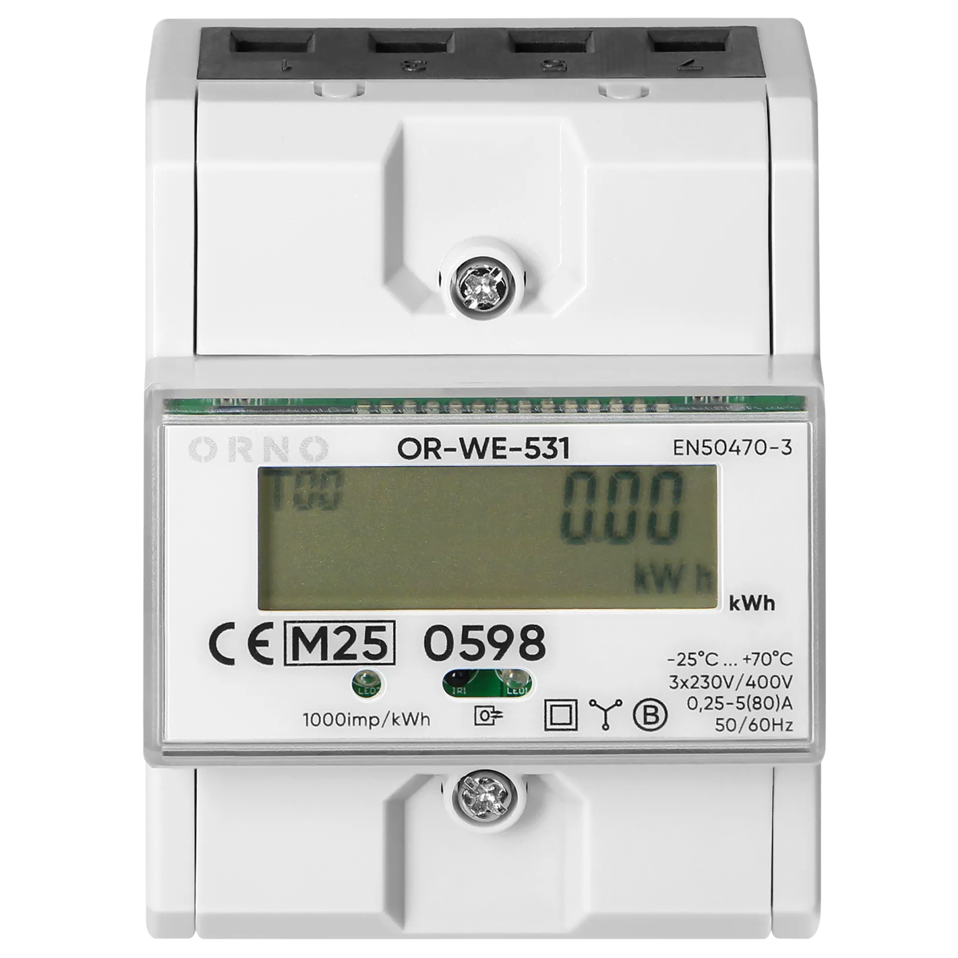 3-phasiger Stromzähler, 80A, MID, 4,3 Module, DIN TH-35mm – Bild 2