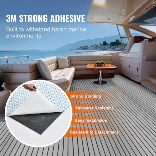 VEVOR Bootsboden, EVA-Schaum-Bootsdeck, 2400 x 900 x 6 mm, rutschfester, selbstklebender Bodenbelag, 21600 cm² großer Meeresteppich für Boote, Yachten, Pontons, Kajakdecks – Bild 2