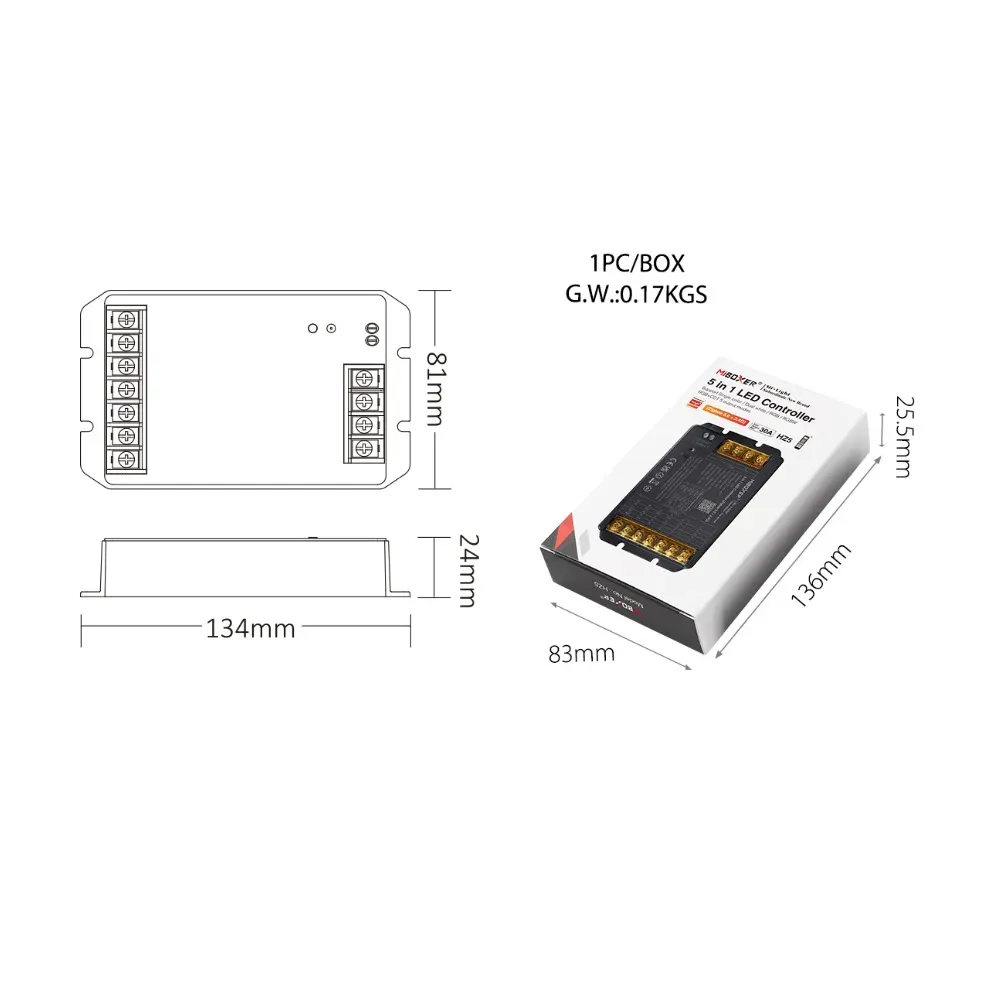 MiBoxer HZ5 LED Controller 2in1 DC12~48V Zigbee 3.0+ 2.4G HP 30A – Bild 4