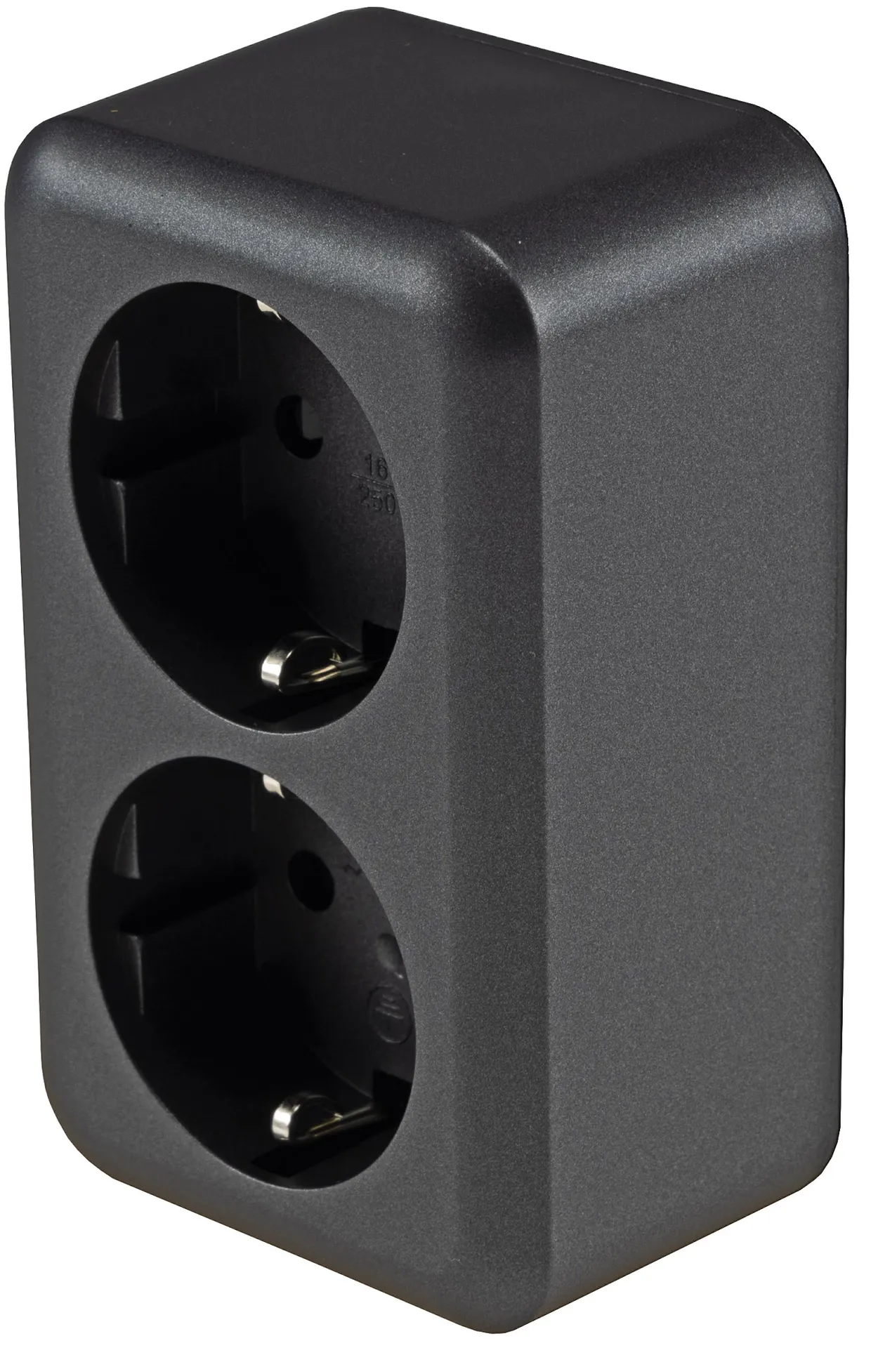 FASKO Doppel-Steckdose, AP, Anthrazit 250V~/ 16A, Aufputz, Schraubanschluss FASKO Doppel-Steckdose, AP, Anthrazit 250V~/ 16A, Aufputz, Schraubanschluss