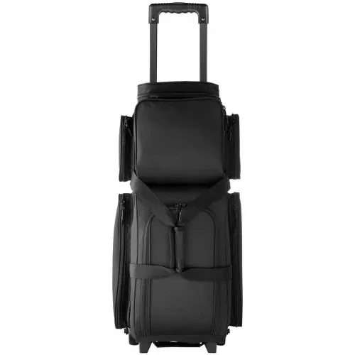 VEVOR Bowlingballtasche für 3 Bälle mit Doppelrollen & separatem Fach für Schuhe (bis US-Größe 16) & übergroßer Zubehörtasche, einziehbarer Griff lässt sich auf 105 cm ausziehen Schwarz – Bild 6
