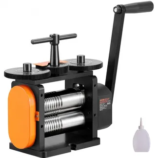 VEVOR 3 in 1 Handwalzwerk Maschine 57 mm Kombinationswalzwerk, Manueller Walzwerk Schmuckwalzwerk Einstellbare Dicke von 0 bis 5,5 mm, Handwalzwerk Maschine für Platin / K-Gold / Messing / Aluminium VEVOR 3 in 1 Handwalzwerk Maschine 57 mm Kombinationswalzwerk, Manueller Walzwerk Schmuckwalzwerk Einstellbare Dicke von 0 bis 5,5 mm, Handwalzwerk Maschine für Platin / K-Gold / Messing / Aluminium