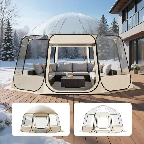 VEVOR Pop-up-Bubble-Zelt, 458 x 432 x 230 cm, transparentes Campingzelt, Garten-Kuppel-Iglu-Zelt mit Fenstern, Sportzelt, 540°-Panoramablick, für 12–15 Personen, Terrasse, Hinterhof VEVOR Pop-up-Bubble-Zelt, 458 x 432 x 230 cm, transparentes Campingzelt, Garten-Kuppel-Iglu-Zelt mit Fenstern, Sportzelt, 540°-Panoramablick, für 12–15 Personen, Terrasse, Hinterhof