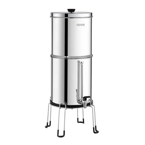 VEVOR Schwerkraft Wasserfiltersystem Edelstahl Arbeitsplattensystem 7,8+8,5L Wasserfiltrationssystem, reduziert Blei und bis zu 99 % Chlor, mit 2 Keramik-Kohlefiltern & Zapfhahn, Camping Wohnmobil – Bild 10