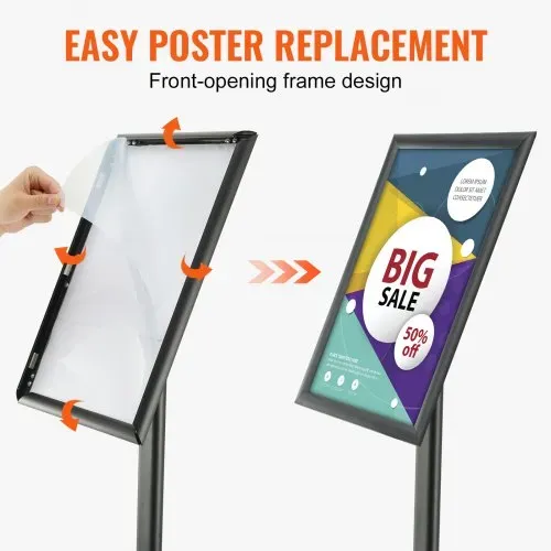 VEVOR Informationsständer mit Metallsockel 420 x 297 mm Infoständer Verstellbarer Blickwinkel per Drehknopf Posterständer, Robuster Bodenstehender Schilderhalter Aufsteller für Displays, Werbung – Bild 5