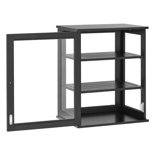 VEVOR Brotkasten mit 3 Ebenen 330 x 251 x 410 mm Brotbox Bambusholz Schwarz Ideal für Bagels & Muffins, mit Magnetverschluss, Seitenhaken, Rutschfestem Boden & 3-Stufig Höhenverstellbarem Einlegeboden – Bild 10