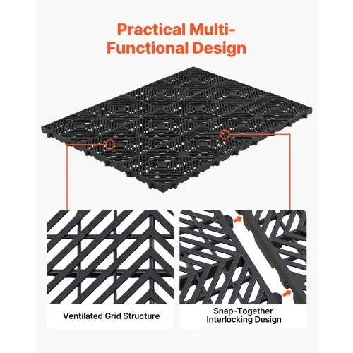 VEVOR 6x Kunststoffpaletten 600x300x30 mm, Nestbare Leichtpaletten mit 1000 kg/㎡ Statischer Traglast, Industriepaletten mit Gitterstruktur Schnappverbindung, Bodenpaletten für Lager Garage Supermarkt – Bild 3