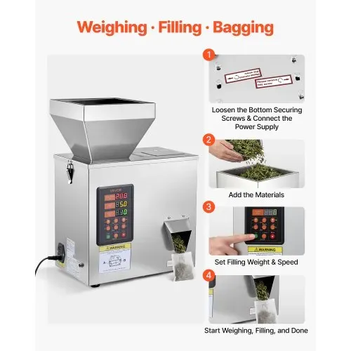 VEVOR Pulverabfüllmaschine Partikelspender Pulverfüller Automatisch 1-99,9g, Intelligentes Wiegen & Abfüllen, Edelstahlkonstruktion, Hohe Genauigkeit, Ideal für Nüsse Samen Kaffeebohnen Getreide Mehl – Bild 4