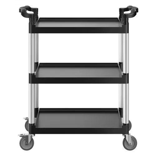 VEVOR Universalwagen, 136 kg, 3-stufiger Universalwagen aus Kunststoff mit 360° Schwenkrädern (2 mit Bremse), 880x410x990 mm großer Servierwagen für Lager, Büro, Zuhause, Restaurant, Küche – Bild 10