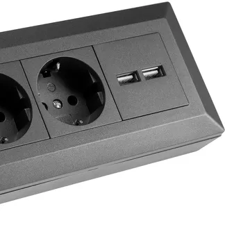 2-fach Steckdosenblock+ 2x USB,anthrazit 250V~/ 16A, Aufbaumontage, USB 3,1A 2-fach Steckdosenblock+ 2x USB,anthrazit 250V~/ 16A, Aufbaumontage, USB 3,1A