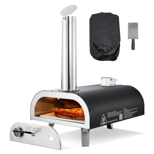 VEVOR Pizzaofen Outdoor 12 Zoll Pellet-Pizzaofen mit eingebautem Thermometer (max. 540 °C) & Schaufel & Tragtasche, tragbarer Pizzamaker für Garten Camping, Silber VEVOR Pizzaofen Outdoor 12 Zoll Pellet-Pizzaofen mit eingebautem Thermometer (max. 540 °C) & Schaufel & Tragtasche, tragbarer Pizzamaker für Garten Camping, Silber