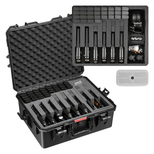 VEVOR Hartschalenkoffer für 8 Pistolen, Pistolenkoffer mit XPE-Schaumstoffeinlage 556x455x225 mm, Wasserdichter Kurzwaffenkoffer mit Anpassbarem Innenraum & Tragegriff, für Pistole Objektive Kamera VEVOR Hartschalenkoffer für 8 Pistolen, Pistolenkoffer mit XPE-Schaumstoffeinlage 556x455x225 mm, Wasserdichter Kurzwaffenkoffer mit Anpassbarem Innenraum & Tragegriff, für Pistole Objektive Kamera