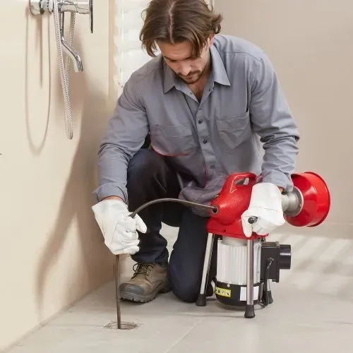 VEVOR Rohrreinigungsmaschine 120 Fuß x 5/8 Zoll, 370 W elektrische Rohrreinigungsspirale mit manueller Zuführung – mit 2 Stahlkabelabschnitten (120' x 5/8" und 23' x 3/8"), 7 Schneidern und CW/CCW-Steuerung für 1,6" bis 4" Rohre – Bild 7