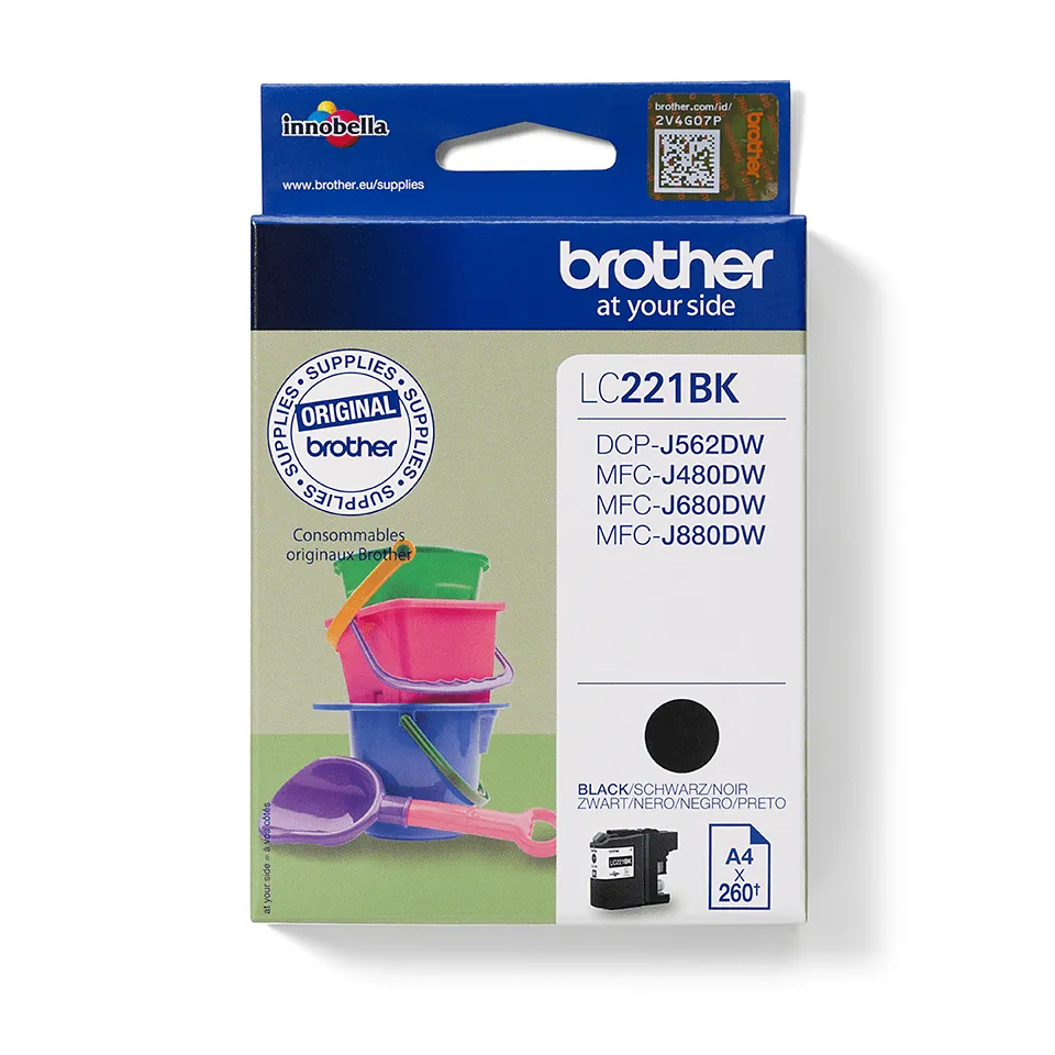 Brother LC221BK Druckerpatrone 1 Stück(e) Original Schwarz Brother LC221BK Druckerpatrone 1 Stück(e) Original Schwarz