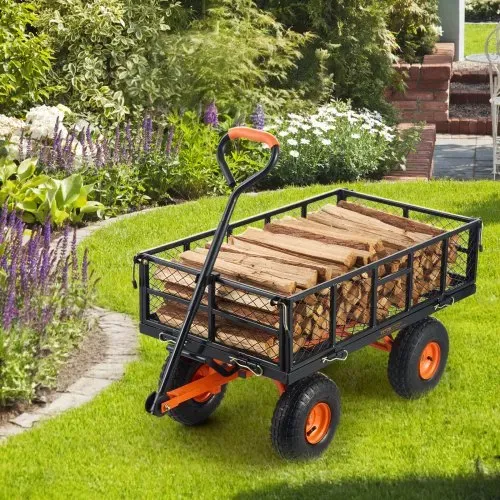 VEVOR Gartenkarre, Gartenwagen aus Metall mit einfach zu montierendem Rahmen, kippbarer Bollerwagen mit umwandelbarem 2-in-1-Griff, Allzweckschubkarre mit 400 kg Tragfähigkeit, 25,4 cm Reifen – Bild 7