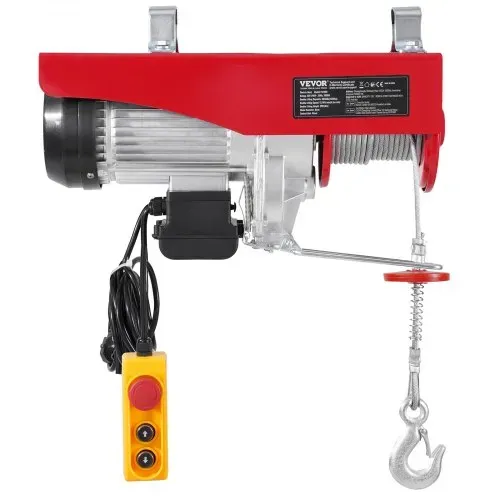 VEVOR Elektrische Seilwinde, 1200 kg Motorwinde mit 4,2 m kabelgebundener Fernbedienung, 12 m Hubhöhe mit Einzelkabel, Einzel-/Doppelschlingen, Not-Aus, Hebezeug für Garage, Lager, Fabrik – Bild 9
