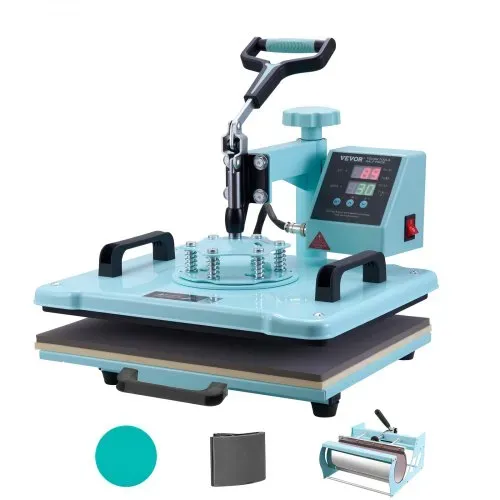 VEVOR Hitzepresse, 12 x 15 Zoll, 5-in-1-Wärmeübertragungsmaschine mit 30-oz-Tumbler-Presse, 360° wegschwenkbares T-Shirt-Pressen, digitale präzise Steuerung, für T-Shirts/Tassen/Hüte/Teller, grün – Bild 8