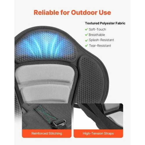 VEVOR 1 x Kajaksitz 12 mm Dicke, Gepolsterter Sitz für Stand-Up-Paddle-Board, Bootssitz mit Rückenlehne & Aufbewahrungstasche & Verstellbaren Gurten für SUP Kanu Angelboot Aufblasbares Kajak – Bild 5