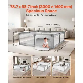 VEVOR Baby-Laufstall, 200×149 cm, Spielstall für Kinder, Zaun-Spielplatz für drinnen & draußen mit 50 Ozeanbällen, Tür mit Reißverschluss & atmungsaktivem Netz, Sicherheits-Aktivitätszentrum VEVOR Baby-Laufstall, 200×149 cm, Spielstall für Kinder, Zaun-Spielplatz für drinnen & draußen mit 50 Ozeanbällen, Tür mit Reißverschluss & atmungsaktivem Netz, Sicherheits-Aktivitätszentrum