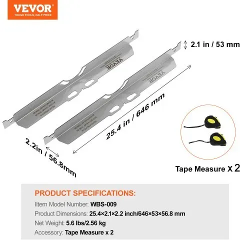 VEVOR Radausrichtungswerkzeug, 2er-Pack Spurausrichtungs-Zehenplatten, Radausrichtungs-Werkzeugplatte aus Edelstahl, Genaue Messung des Spurwinkels, inkl. 2 Maßbändern & Umrechnungstabelle – Bild 6