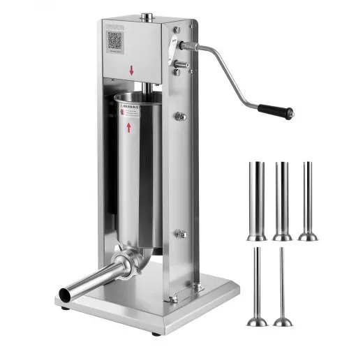 VEVOR manueller Wurstfüller 5 L vertikale Wurstfüllmaschine Fleischfüller mit 2 Geschwindigkeiten (schnell / langsam), Hochleistungsfüller aus Edelstahl mit 5 Wurstfüllrohren, Fleischfüllen – Bild 8