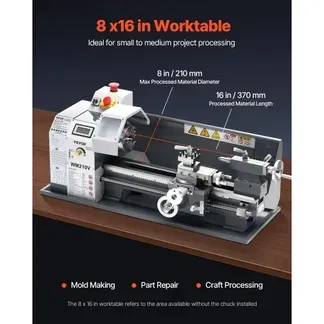 VEVOR Metalldrehmaschine, 21×37 cm, 550 W, 0-2500 U/min Variable Geschwindigkeit, Tischdrehmaschine, für die Bearbeitung von Präzisionsteilen, Imperial-Metrisch-Gewinde, Weichmetalle, Kunststoffe VEVOR Metalldrehmaschine, 21×37 cm, 550 W, 0-2500 U/min Variable Geschwindigkeit, Tischdrehmaschine, für die Bearbeitung von Präzisionsteilen, Imperial-Metrisch-Gewinde, Weichmetalle, Kunststoffe