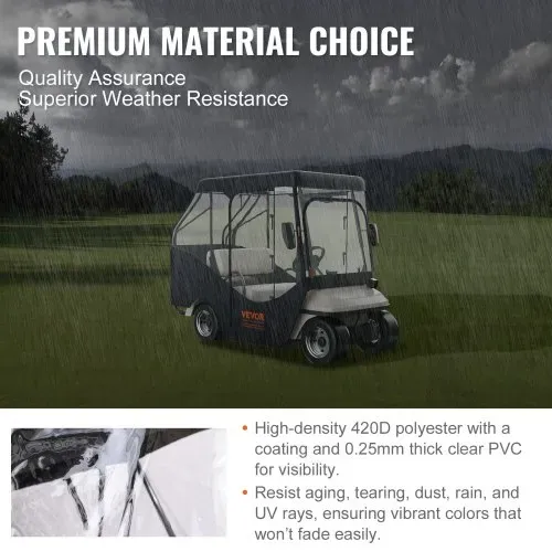 VEVOR Transparent Golfwagen Regenabdeckung 4-Personen-Golfwagenabdeckung 152 x 110 cm, 420D-Polyester Wasserdicht, Tragbar, Fahrbar, Aufbewahrungsabdeckung für Golfwagen Passend für EZGO TXT Golfwagen – Bild 2