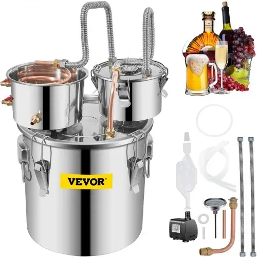 VEVOR Destilliergerät 30,28 L Wasserdestillierer Wasserdispenser Edelstahl Destillateur mit 2 Kondensationsfass Destiller Zubehör VEVOR Destilliergerät 30,28 L Wasserdestillierer Wasserdispenser Edelstahl Destillateur mit 2 Kondensationsfass Destiller Zubehör