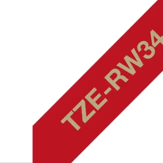 Brother TZE-RW34 Etiketten erstellendes Band Gold auf Rot Brother TZE-RW34 Etiketten erstellendes Band Gold auf Rot