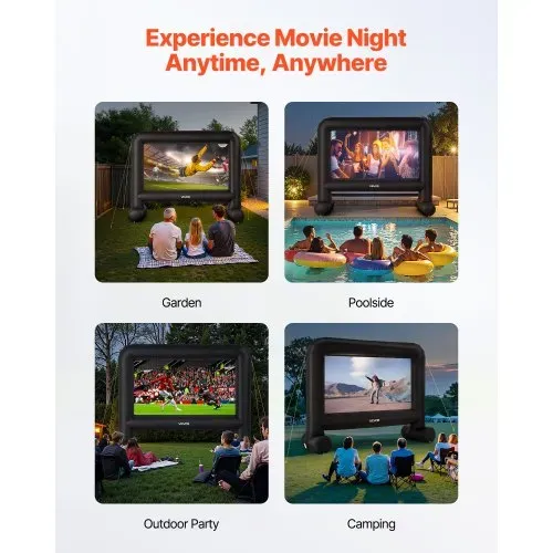 VEVOR aufblasbare Filmleinwand Projektion Beamer Leinwand aus 600D, Projektionsleinwand mit tragbarer Aufbewahrungstasche, 16:9, Filmprojektion für Heimkino Mottoparty Poolspaß (354 x 130 x 290 cm) – Bild 5