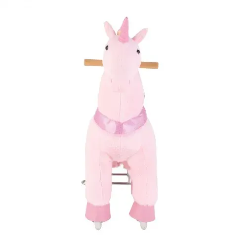 VEVOR Reitpferd auf Rollen 80cm, 50kg Belastbares Stehpferd mit Soundfunktion, Spielpferd mit Erhöhtem Sitz Griffen Pedalen, Rosa Einhorn mit Regenbogenmähne zum Reiten für Kinder Mädchen 3-8 Jahren – Bild 8