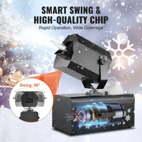 VEVOR Schneemaschine, 2000 W, Swing-Schneemaschine mit 5-L-Tank, kabelgebundene & kabellose Fernbedienung zur Schneeflockenherstellung, Kunstschneemaschine für Weihnachtsfeiern, Hochzeitsbühneneffekte – Bild 2