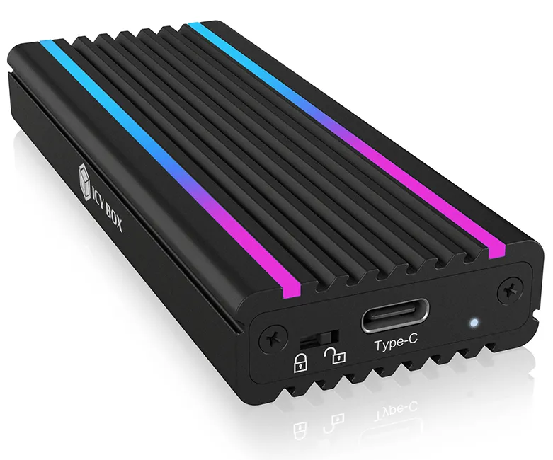 ICY BOX IB-1824ML-C31, Type-C® USB 3.2 Gen 2 zu PCIe NVMe M.2 2230/2242/2260/2280 SSD Gehäuse, Beleuchtung mit Farbwechsel – Bild 3