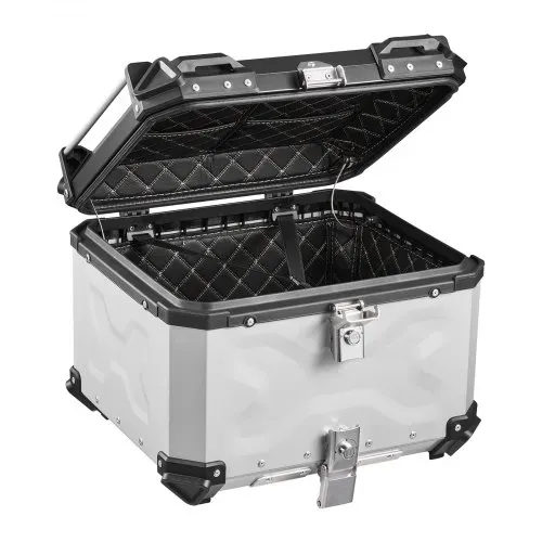 VEVOR Topcase Motorradkoffer 55 L, Universal-Heckkoffer Aluminium, Helmkoffer Wasserdicht, Abnehmbar, mit Sicherheitsschloss, Reflexstreifen, Hartschalen und Lederfutter zur Helmaufbewahrung – Bild 10