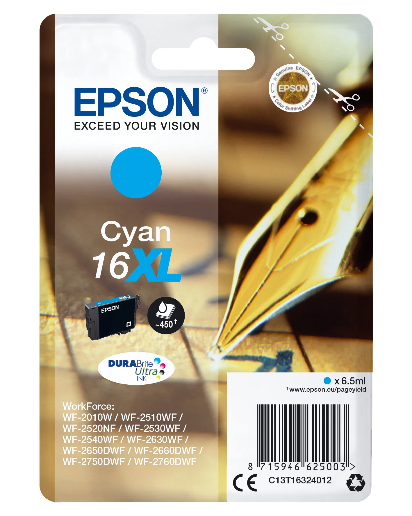 Epson Pen and crossword Singlepack Cyan 16XL DURABrite Ultra Ink Epson Pen and crossword Singlepack Cyan 16XL DURABrite Ultra Ink