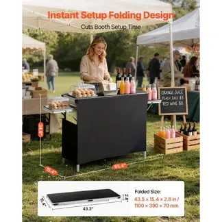VEVOR Messetheke Klappbar, 1100x390x880 mm, Empfangstheke mit Tragetasche, Ablagefach, Rezeptionstheke, Messestand, Bartisch, Faltbare Mobile Barstation für Veranstaltungen, Partys & Messen VEVOR Messetheke Klappbar, 1100x390x880 mm, Empfangstheke mit Tragetasche, Ablagefach, Rezeptionstheke, Messestand, Bartisch, Faltbare Mobile Barstation für Veranstaltungen, Partys & Messen