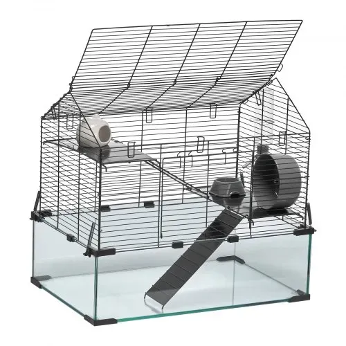 VEVOR Hamsterkäfig, 360°-Sicht, transparenter Hamsterlebensraum, Kleintierkäfig, 58x38x54 cm, belüfteter Mäusekäfig mit Wasserflasche, tragbares Hamsterhaus für Ratten, Meerschweinchen – Bild 8