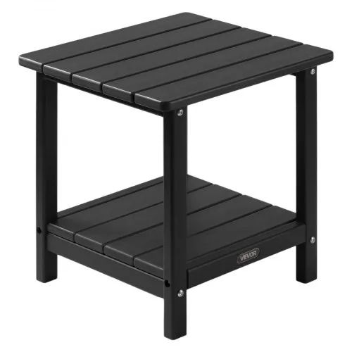 VEVOR Beistelltisch Kunststoff, 45x38x44 cm, Gartentisch aus HDPE, Balkontisch mit 2 Ablagen, Nachttisch, Couchtisch, Dekotisch, geeignet für Terrasse, Pool, Strand, Veranda, Garten, Schwarz VEVOR Beistelltisch Kunststoff, 45x38x44 cm, Gartentisch aus HDPE, Balkontisch mit 2 Ablagen, Nachttisch, Couchtisch, Dekotisch, geeignet für Terrasse, Pool, Strand, Veranda, Garten, Schwarz
