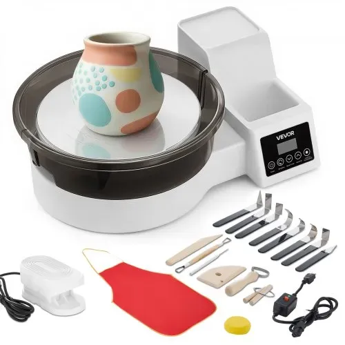 VEVOR Töpferscheibe Elektrisch 450 W, Töpferdrehmaschine 28 cm Drehteller (Aluminium), Töpfermaschine mit Fußpedal & 30–300 U/min Einstellbarer Drehzahl & PP-Gehäuse, für Anfänger DIY-Tonkunst, Weiß VEVOR Töpferscheibe Elektrisch 450 W, Töpferdrehmaschine 28 cm Drehteller (Aluminium), Töpfermaschine mit Fußpedal & 30–300 U/min Einstellbarer Drehzahl & PP-Gehäuse, für Anfänger DIY-Tonkunst, Weiß