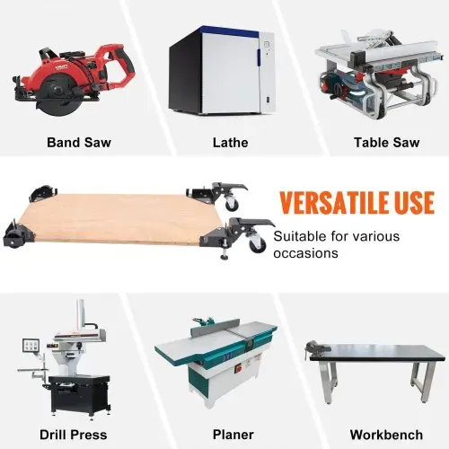 VEVOR Mobiler Sockel, 181,4 kg, Einstellbar von 241,3 x 241,3 mm bis unendlich, Robuster Universal-Mobilständer mit Schwenkrädern für Holzbearbeitungsgeräte, Bandsägen, Elektrowerkzeuge, Maschinen – Bild 5