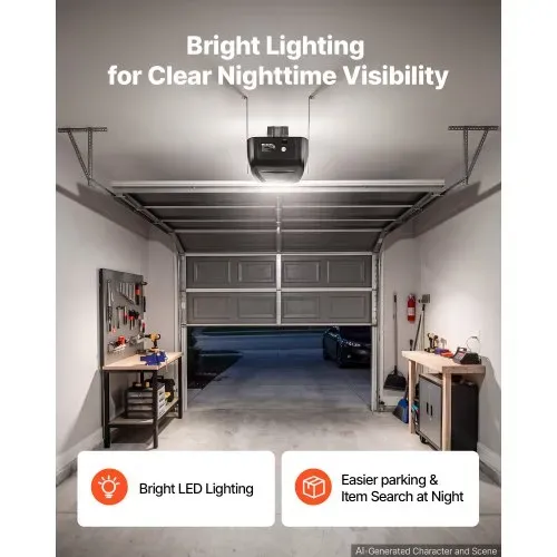VEVOR Garagentorantrieb 800 N Garagentoröffner Ultraleiser Riemenantrieb, für Private Garagen, 4-tlg. Schienensystem, 2 Handsender & LED-Beleuchtung, Ein-Tasten-Bedienung im Fahrzeug, Schwarz & Weiß – Bild 5