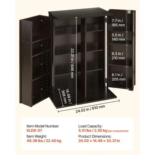 VEVOR Medienregal, 4-Ebenen DVD-Regal, 610x368x846 mm Medienschrank, Multimedia-Aufbewahrung für CDs, DVDs, Bücher, Spiele, CD-Regal für Wohnzimmer, Homeoffice, Aufnahmeraum, Braun – Bild 6