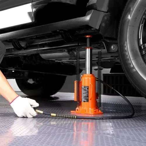 VEVOR lufthydraulischer Flaschenheber mit 12 t Tragkraft & Hubbereich 265–505 mm, pneumatisch/manuell, geschweißter Stempelwagenheber mit Pumpe für SUV Pickup Lkw PKW-Reparaturen, Orange – Bild 7