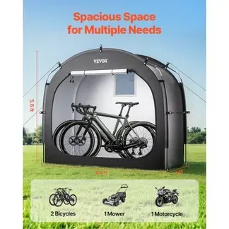 VEVOR Fahrradzelt, 1 bis 2 Fahrräder, geräumiges Fahhrradgarage mit belüftetem Fenster, einfach zu installierende Fahrradschuppe mit hochfestem Fiberglas & Doppelreißverschlüssen, 195x81x173 cm VEVOR Fahrradzelt, 1 bis 2 Fahrräder, geräumiges Fahhrradgarage mit belüftetem Fenster, einfach zu installierende Fahrradschuppe mit hochfestem Fiberglas & Doppelreißverschlüssen, 195x81x173 cm