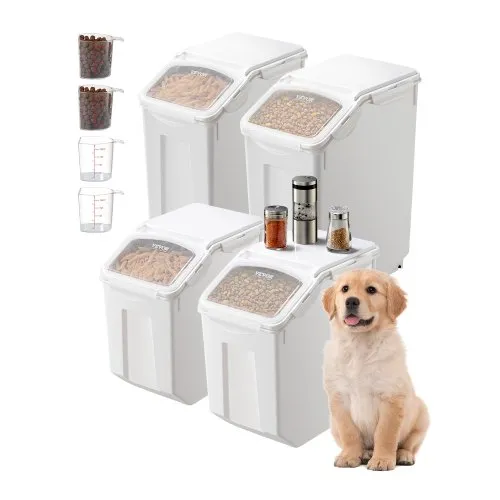 VEVOR Reis-Aufbewahrungsbehälter Vorratsdosen Hundefutterspender 4 Stk. 2 x 15 L / /20 L x 2 Behälter für Küchenzutaten Getreide Müsli, Tierfutterbehälter mit Rädern Messbecher luftdichter Deckel VEVOR Reis-Aufbewahrungsbehälter Vorratsdosen Hundefutterspender 4 Stk. 2 x 15 L / /20 L x 2 Behälter für Küchenzutaten Getreide Müsli, Tierfutterbehälter mit Rädern Messbecher luftdichter Deckel