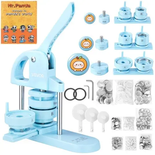 VEVOR Buttonmaker Knopfmachermaschine, 25/32/58 mm 3-in-1-Pinmaker, 300-teilige Buttonteile, Buttonmaker-Maschine mit Panda-Zauberbuch, Stanzset mit Bogengriff, für DIY-Geschenke für Kinder – Bild 8
