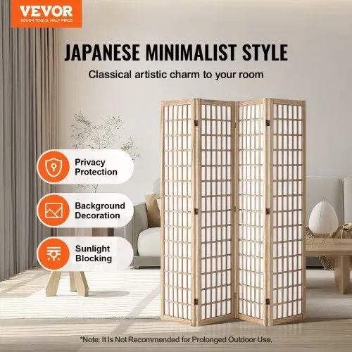 VEVOR Raumteiler 4-tlg. japanischer Sichtschutz Paravent, faltbare Trennwand tragbarer Dekorationsschirm zur Raumtrennung, Raumtrenner geeignet für Büro Restaurant Schlafzimmer (Natur) VEVOR Raumteiler 4-tlg. japanischer Sichtschutz Paravent, faltbare Trennwand tragbarer Dekorationsschirm zur Raumtrennung, Raumtrenner geeignet für Büro Restaurant Schlafzimmer (Natur)